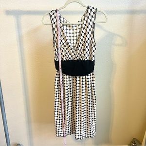 Cream and Black Polka Dot Sleeveless Dress